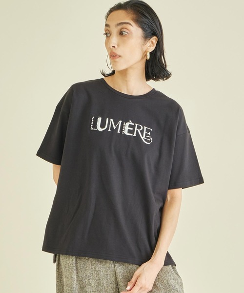 Settimissimo(セッティミッシモ)の「スタッズ ミックス 刺繍 ロゴ Tシャツ(Tシャツ/カットソー・レディース・ブラック/オフホワイト/ベージュ・FREE)」の14枚目の写真