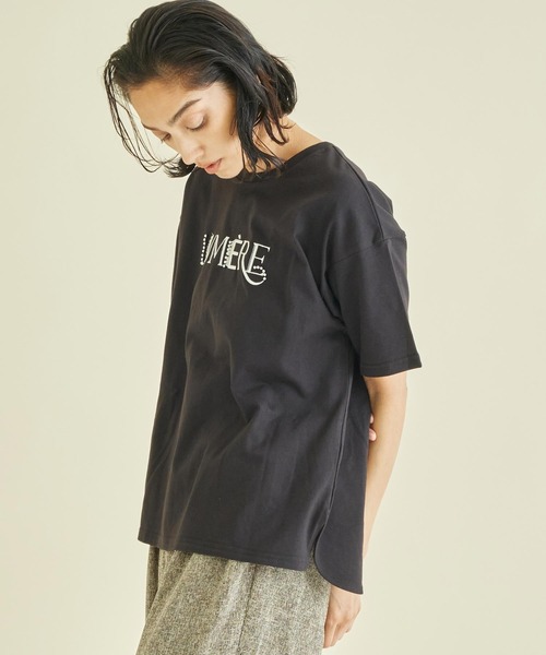 Settimissimo(セッティミッシモ)の「スタッズ ミックス 刺繍 ロゴ Tシャツ(Tシャツ/カットソー・レディース・ブラック/オフホワイト/ベージュ・FREE)」の15枚目の写真