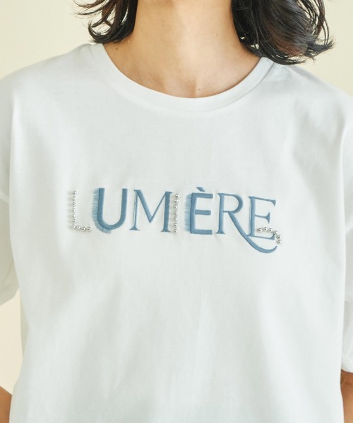 Settimissimo(セッティミッシモ)の「スタッズ ミックス 刺繍 ロゴ Tシャツ(Tシャツ/カットソー・レディース・ブラック/オフホワイト/ベージュ・FREE)」の12枚目の写真