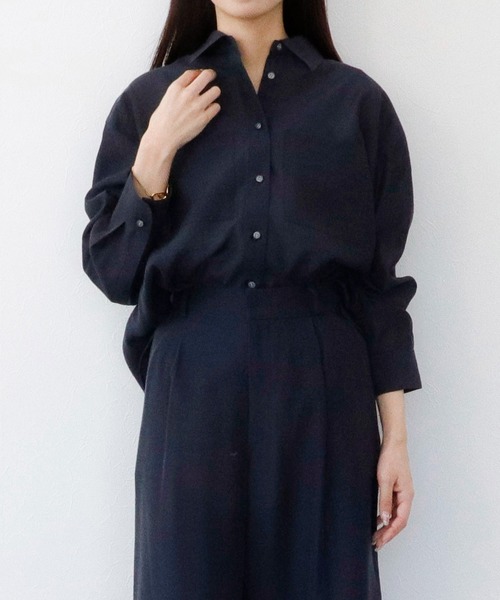 Sirin(シリン)の「≪セットアップ可≫ シルクブレンドシアーブラウス(シャツ/ブラウス・レディース・ブラウン/イエロー/ネイビー/ブルー/ピンクベージュ・FREE)」の7枚目の写真