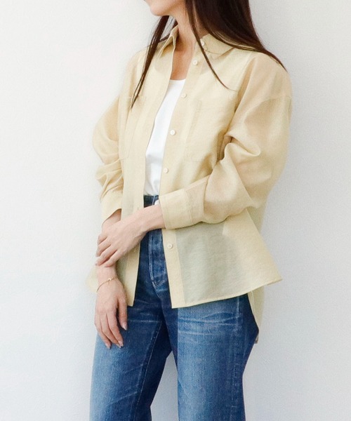 Sirin(シリン)の「≪セットアップ可≫ シルクブレンドシアーブラウス(シャツ/ブラウス・レディース・ブラウン/イエロー/ネイビー/ブルー/ピンクベージュ・FREE)」の20枚目の写真