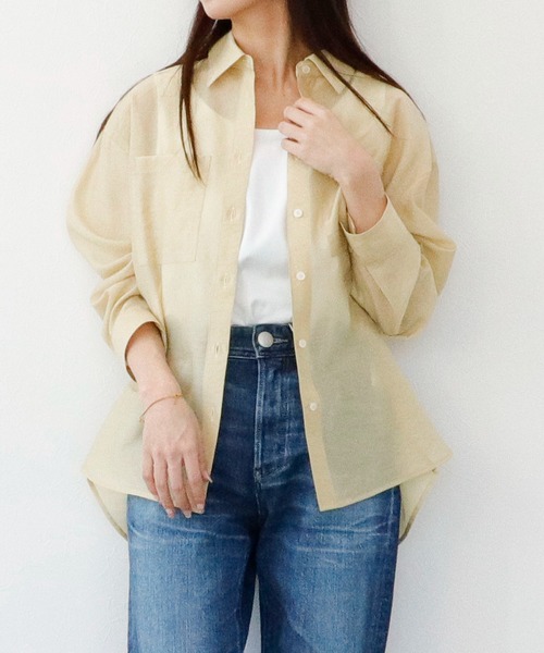 Sirin(シリン)の「≪セットアップ可≫ シルクブレンドシアーブラウス(シャツ/ブラウス・レディース・ブラウン/イエロー/ネイビー/ブルー/ピンクベージュ・FREE)」の19枚目の写真