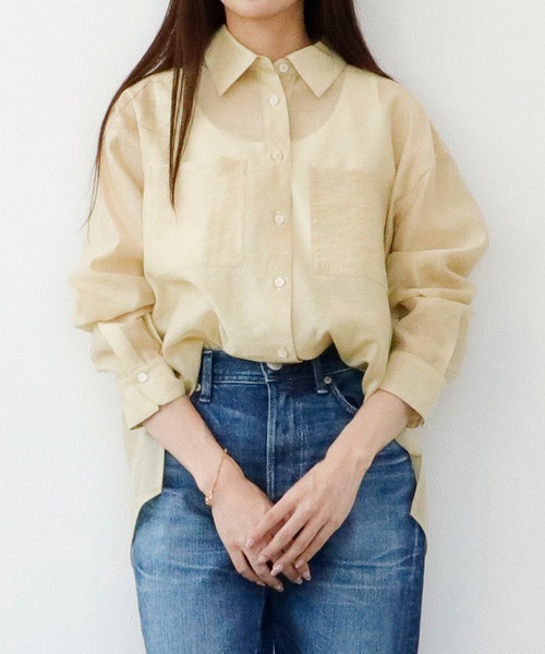 Sirin(シリン)の「≪セットアップ可≫ シルクブレンドシアーブラウス(シャツ/ブラウス・レディース・ブラウン/イエロー/ネイビー/ブルー/ピンクベージュ・FREE)」の17枚目の写真