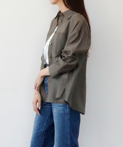 Sirin(シリン)の「≪セットアップ可≫ シルクブレンドシアーブラウス(シャツ/ブラウス・レディース・ブラウン/イエロー/ネイビー/ブルー/ピンクベージュ・FREE)」の9枚目の写真