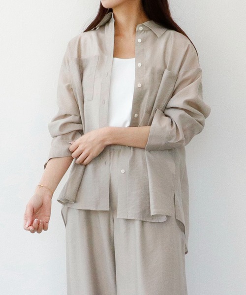 Sirin(シリン)の「≪セットアップ可≫ シルクブレンドシアーブラウス(シャツ/ブラウス・レディース・ブラウン/イエロー/ネイビー/ブルー/ピンクベージュ・FREE)」の15枚目の写真