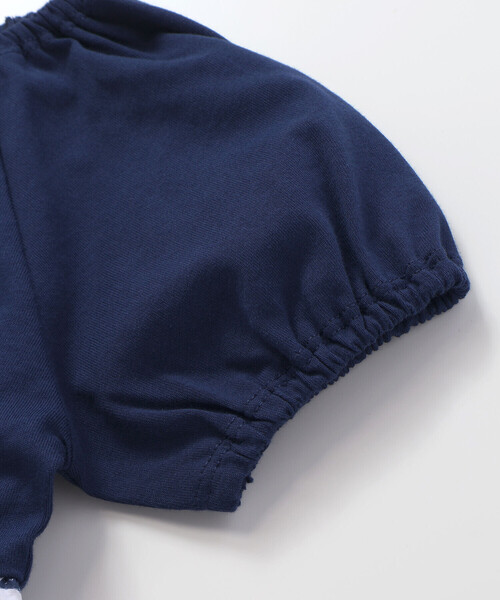 BeBe（ベベ）の「【お揃い】復刻アーカイブタイル柄切り替えパフスリーブワンピース(90~150cm)（ワンピース・キッズ・ブルー系その他・120cm/130cm/90cm/110cm/100cm/140cm/150cm）」の7枚目の写真