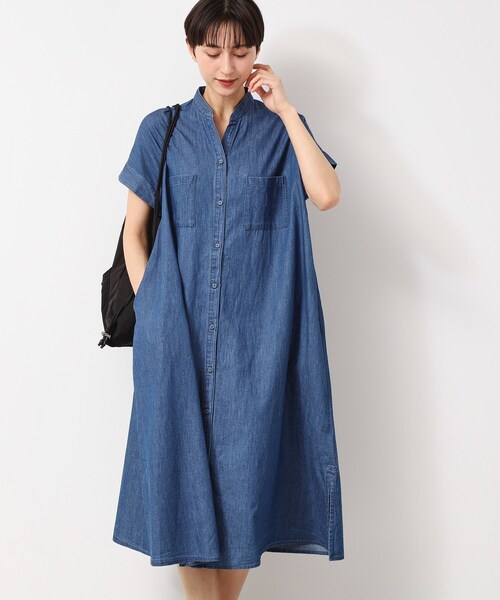 Dessin(デッサン)の「【洗える】リネンブレンドデニム調シャツワンピース(S~L)(ワンピース・レディース・ネイビー/ライトブルー/ブルー・01/02/03)」の3枚目の写真