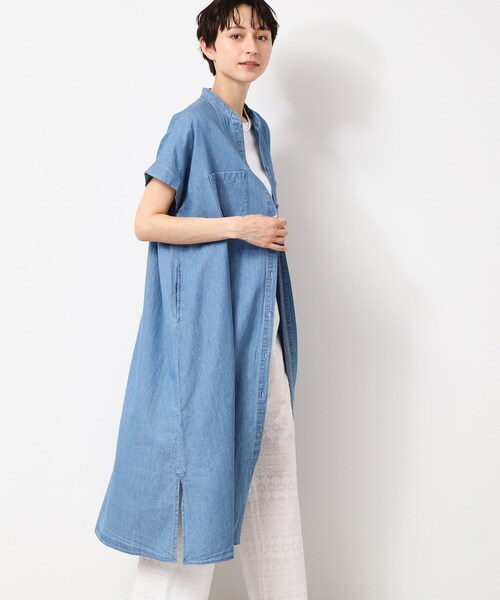 Dessin(デッサン)の「【洗える】リネンブレンドデニム調シャツワンピース(S~L)(ワンピース・レディース・ネイビー/ライトブルー/ブルー・01/02/03)」の2枚目の写真