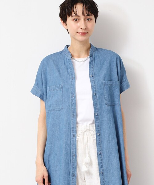 Dessin(デッサン)の「【洗える】リネンブレンドデニム調シャツワンピース(S~L)(ワンピース・レディース・ネイビー/ライトブルー/ブルー・01/02/03)」の4枚目の写真