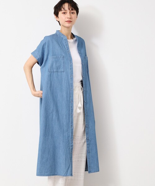 Dessin(デッサン)の「【洗える】リネンブレンドデニム調シャツワンピース(S~L)(ワンピース・レディース・ネイビー/ライトブルー/ブルー・01/02/03)」の5枚目の写真