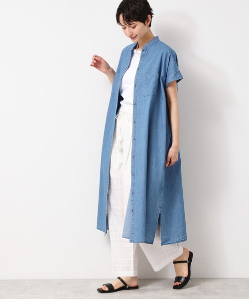Dessin(デッサン)の「【洗える】リネンブレンドデニム調シャツワンピース(S~L)(ワンピース・レディース・ネイビー/ライトブルー/ブルー・01/02/03)」の6枚目の写真