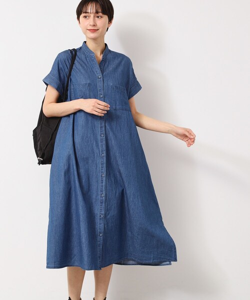 Dessin(デッサン)の「【洗える】リネンブレンドデニム調シャツワンピース(S~L)(ワンピース・レディース・ネイビー/ライトブルー/ブルー・01/02/03)」の9枚目の写真