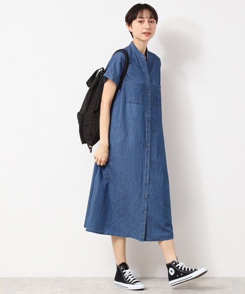 Dessin(デッサン)の「【洗える】リネンブレンドデニム調シャツワンピース(S~L)(ワンピース・レディース・ネイビー/ライトブルー/ブルー・01/02/03)」の10枚目の写真
