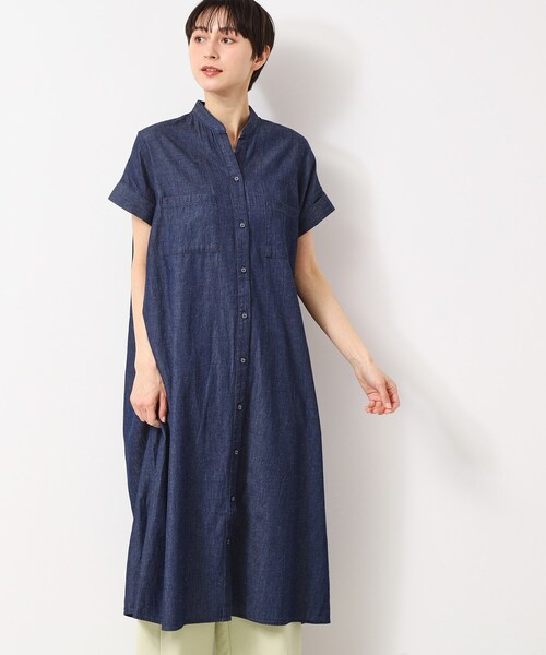 Dessin(デッサン)の「【洗える】リネンブレンドデニム調シャツワンピース(S~L)(ワンピース・レディース・ネイビー/ライトブルー/ブルー・01/02/03)」の13枚目の写真