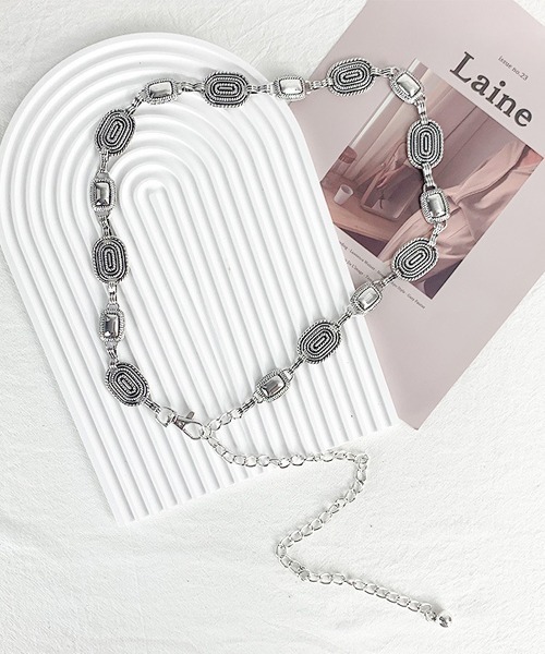 VIBGYOR Women（ヴィブジョー　ウィメン）の「【urge select】エスニックデザイン コンチョ メタル チェーンベルト【6パターン展開】（ベルト・レディース・シルバー系6/シルバー系4/シルバー系2/シルバー系1/シルバー系5/シルバー系3・FREE）」の9枚目の写真