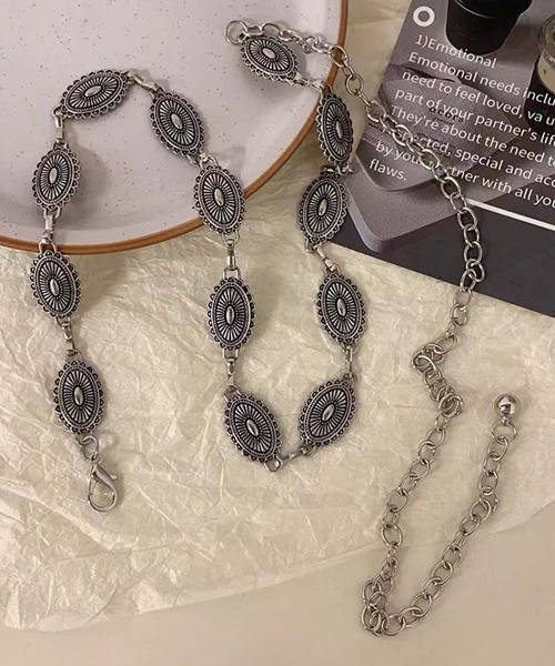 VIBGYOR Women（ヴィブジョー　ウィメン）の「【urge select】エスニックデザイン コンチョ メタル チェーンベルト【6パターン展開】（ベルト・レディース・シルバー系6/シルバー系4/シルバー系2/シルバー系1/シルバー系5/シルバー系3・FREE）」の10枚目の写真