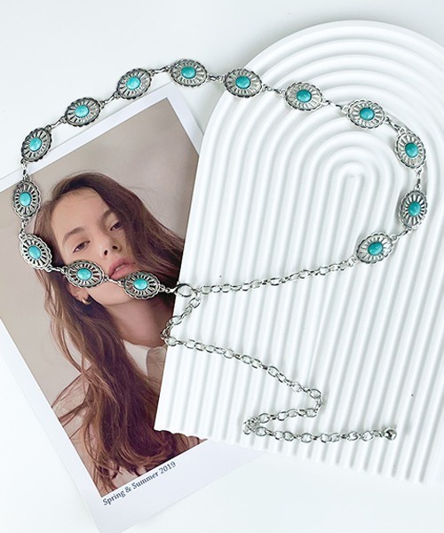 VIBGYOR Women（ヴィブジョー　ウィメン）の「【urge select】エスニックデザイン コンチョ メタル チェーンベルト【6パターン展開】（ベルト・レディース・シルバー系6/シルバー系4/シルバー系2/シルバー系1/シルバー系5/シルバー系3・FREE）」の8枚目の写真