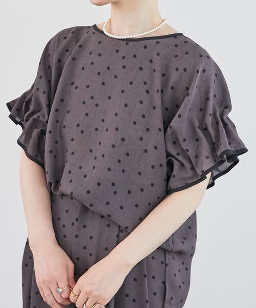 le.coeur blanc(ルクールブラン)の「リネンライクスラブドットギャザーブラウス(シャツ/ブラウス・レディース・グレー系その他/ベージュ系その他2・38)」の20枚目の写真