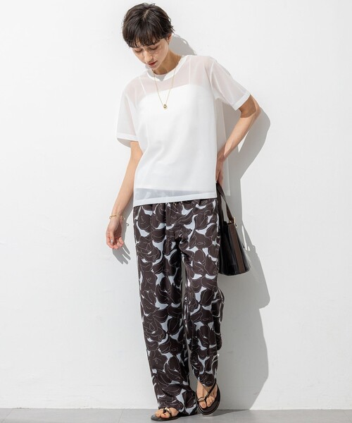 23区（ニジュウサンク）の「【SLOW/一部店舗限定】シースルートリコット シアー Tシャツ（Tシャツ/カットソー・レディース・ホワイト系/ブラック系・38）」の3枚目の写真