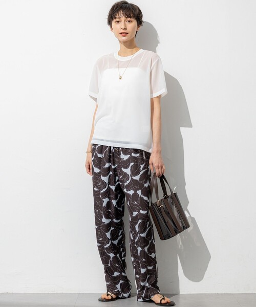 23区（ニジュウサンク）の「【SLOW/一部店舗限定】シースルートリコット シアー Tシャツ（Tシャツ/カットソー・レディース・ホワイト系/ブラック系・38）」の4枚目の写真