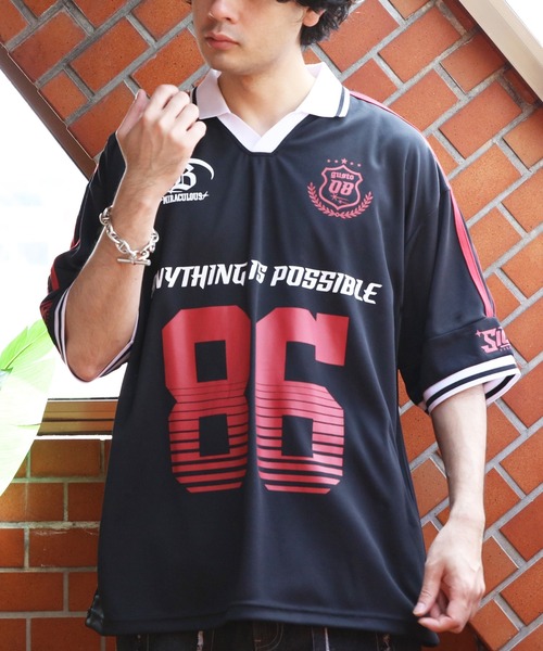 ８(eight)（エイト）の「スポーツデザインサッカーTシャツ（Tシャツ/カットソー・メンズ・ホワイト系その他/ブラック×レッド/レッド系その他/ネイビー系・MEDIUM/LARGE）」の3枚目の写真