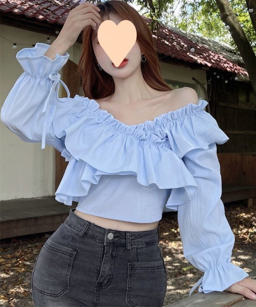 Miniministore(ミニミニストア)の「フリルブラウス オフショルブラウス 長袖(シャツ/ブラウス・レディース・アイボリー/ブルー/ホワイト/ブラック/ピンク・FREE)」の20枚目の写真