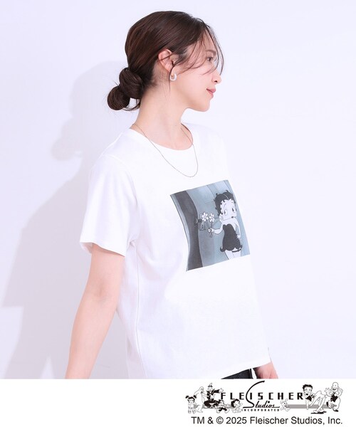 Cutie Blonde（キューティーブロンド）の「【BETTY BOOP（TM）別注】ベーシックTシャツ（Tシャツ/カットソー・レディース・チャコール/ホワイト系3/ブラック系1/ホワイト系4・04/03/02/01）」の21枚目の写真