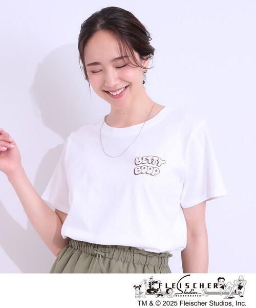 Cutie Blonde（キューティーブロンド）の「【BETTY BOOP（TM）別注】ベーシックTシャツ（Tシャツ/カットソー・レディース・チャコール/ホワイト系3/ブラック系1/ホワイト系4・04/03/02/01）」の18枚目の写真