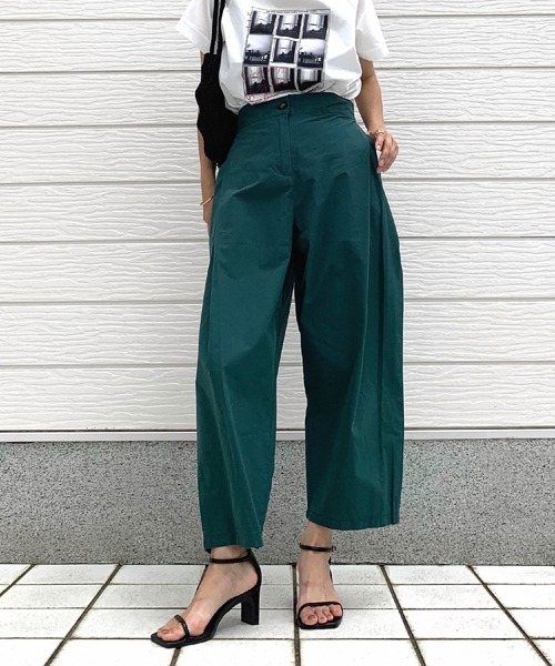 Paloma ハイウエストタックパンツ Sサイズ セール】サイドタックパンツ（スラックス）｜Q（キュー）の