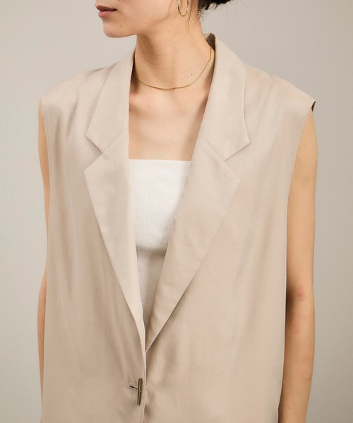 SALON adam et rope'（サロン アダム エ ロペ）の「キュプラツイルジレブラウス［セットアップ対応］（ベスト・レディース・ブラウン/ベージュ・FREE）」の17枚目の写真