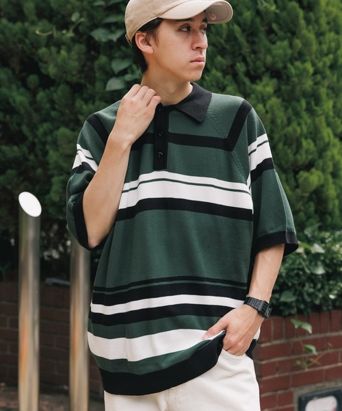 TOWNCRAFT/タウンクラフト SURF BORDER KNIT POLO ボーダー ニットポロ