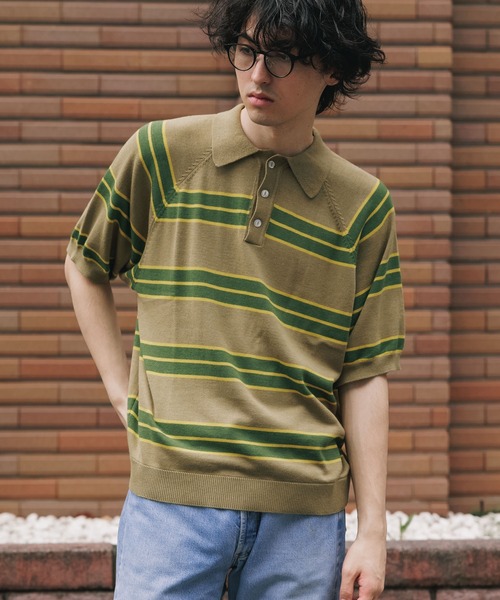 TOWNCRAFT/タウンクラフト SURF BORDER KNIT POLO ボーダー ニットポロ
