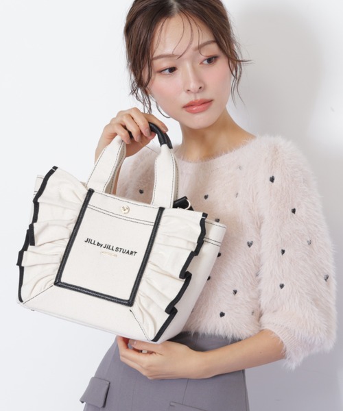 JILL by JILL STUART(ジルバイジルスチュアート)の「フレームフリルトート小(トートバッグ・レディース・ホワイト系その他/ホワイト/ブラック/ピンク・FREE)」の11枚目の写真