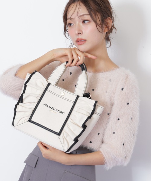 JILL by JILL STUART(ジルバイジルスチュアート)の「フレームフリルトート小(トートバッグ・レディース・ホワイト系その他/ホワイト/ブラック/ピンク・FREE)」の10枚目の写真