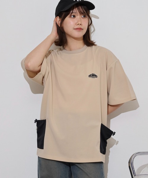 FUNALIVE(ファンアライブ)の「梨地 ナイロンポケ ロゴ 半袖 Tシャツ(Tシャツ/カットソー・メンズ・ブラック/レディッシュグレー/ベージュ/ホワイト・L/LL/M)」の4枚目の写真