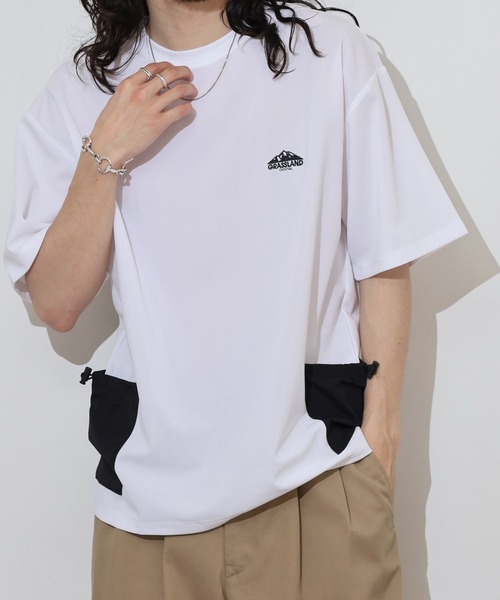 FUNALIVE(ファンアライブ)の「梨地 ナイロンポケ ロゴ 半袖 Tシャツ(Tシャツ/カットソー・メンズ・ブラック/レディッシュグレー/ベージュ/ホワイト・L/LL/M)」の6枚目の写真
