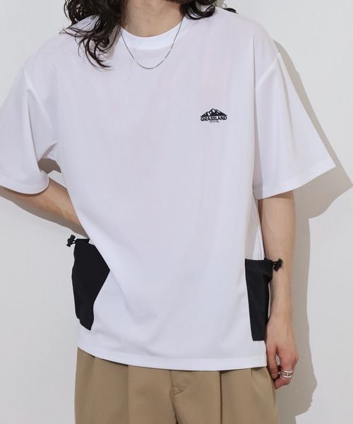 FUNALIVE(ファンアライブ)の「梨地 ナイロンポケ ロゴ 半袖 Tシャツ(Tシャツ/カットソー・メンズ・ブラック/レディッシュグレー/ベージュ/ホワイト・L/LL/M)」の7枚目の写真
