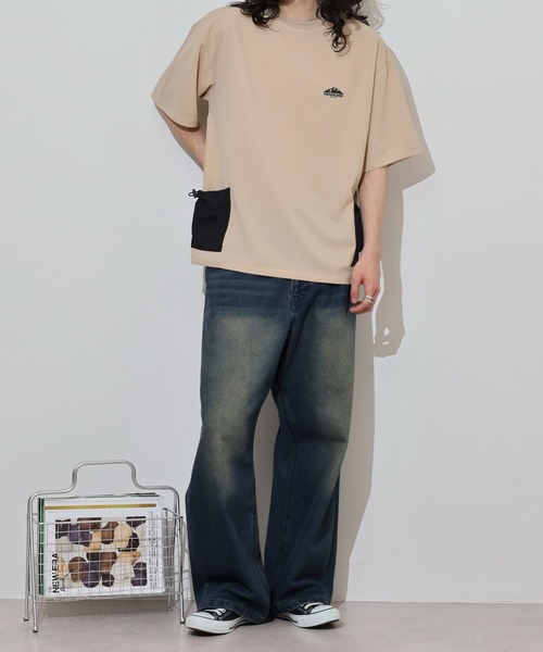 FUNALIVE(ファンアライブ)の「梨地 ナイロンポケ ロゴ 半袖 Tシャツ(Tシャツ/カットソー・メンズ・ブラック/レディッシュグレー/ベージュ/ホワイト・L/LL/M)」の16枚目の写真