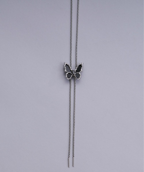 Ellno Loset（エルノロゼット）の「ブラックバタフライループタイ（ネックレス・メンズ・シルバー・FREE）」の3枚目の写真
