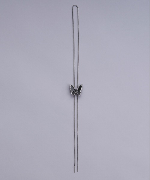Ellno Loset（エルノロゼット）の「ブラックバタフライループタイ（ネックレス・メンズ・シルバー・FREE）」の4枚目の写真
