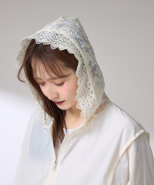 &. NOSTALGIA（アンドドットノスタルジア）の「【ZOZO限定】フードレースナイロンパーカー（パーカー・レディース・アイボリー/ピンク・M）」の12枚目の写真