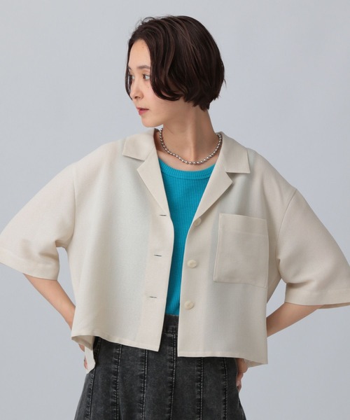 LEPSIM（レプシィム）の「パナマ5分袖シャツ　493054（シャツ/ブラウス・レディース・ブラック/ブルー/ベージュ系その他・FREE）」の3枚目の写真