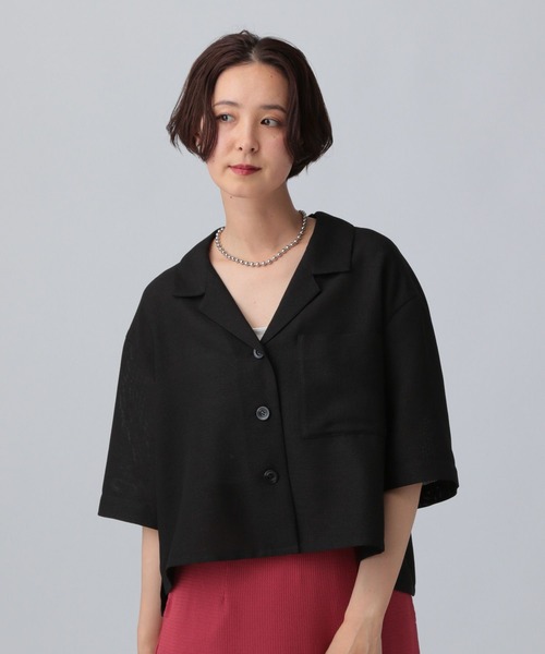 LEPSIM（レプシィム）の「パナマ5分袖シャツ　493054（シャツ/ブラウス・レディース・ブラック/ブルー/ベージュ系その他・FREE）」の2枚目の写真