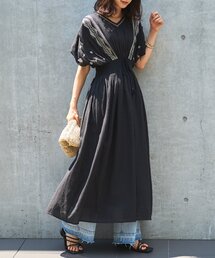 un dix cors（アンディコール）の「《綿100％・一枚で着映え》刺繍ウエストシャーリングワンピース（ワンピース）」