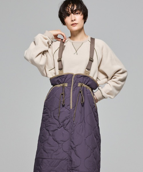 KRIFF MAYER Lady's Collection（クリフメイヤーレディースコレクション）の「【防寒･暖かい】ミリタリーキルトサスペンダースカート（スカート・レディース・キャメル/パープル/グレー/オリーブ/カラフル/ブラック・MEDIUM/LARGE）」の4枚目の写真