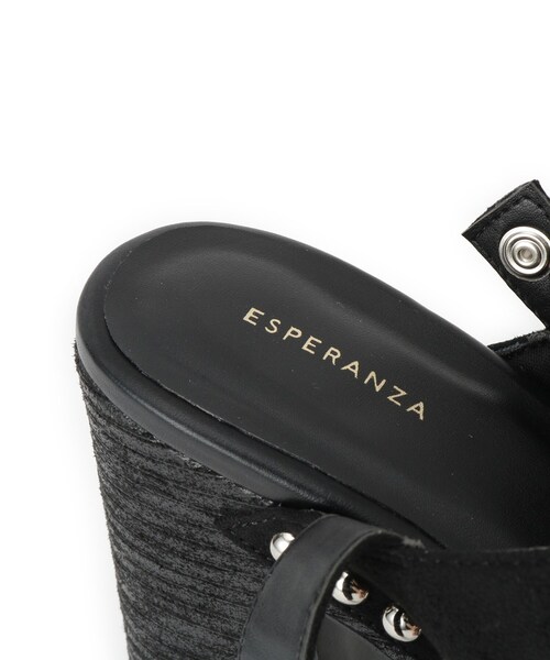 ESPERANZA(エスペランサ)の「【ラク盛り/約12cm】ラク盛り厚底クロススタッズサンダル(サンダル・レディース・ブラウン系1/イエロー系9/ブラック系・S/M/LL/L)」の12枚目の写真
