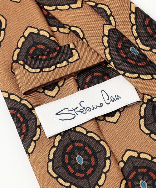 STEFANO CAU（ステファノカウ）の「STEFANO CAU / シルク 小紋柄 プリント ネクタイ（ネクタイ・メンズ・カーキ/ネイビー・ONE SIZE）」の4枚目の写真