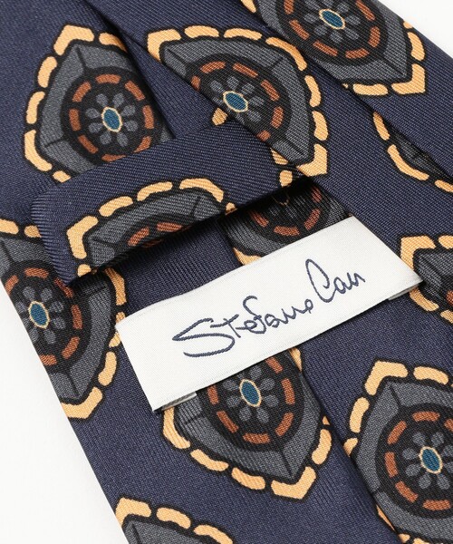 STEFANO CAU（ステファノカウ）の「STEFANO CAU / シルク 小紋柄 プリント ネクタイ（ネクタイ・メンズ・カーキ/ネイビー・ONE SIZE）」の7枚目の写真