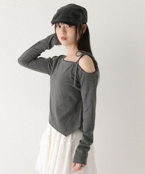 Heather(ヘザー)の「アソートワンショルカットソー 579586(Tシャツ/カットソー・レディース・ホワイト系その他/グレー系その他/グレー・FREE)」の3枚目の写真