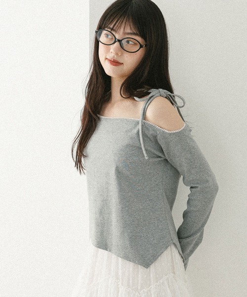 Heather(ヘザー)の「アソートワンショルカットソー 579586(Tシャツ/カットソー・レディース・ホワイト系その他/グレー系その他/グレー・FREE)」の1枚目の写真